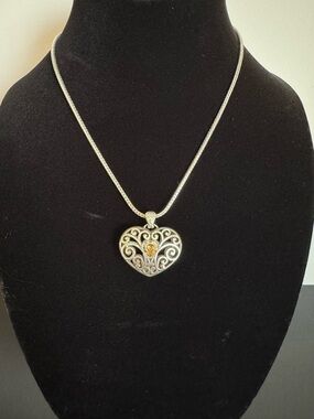 Brighton Sterling Silver Heart Pendant Necklace with Citrine Accent